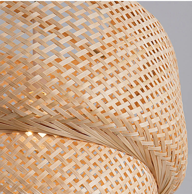 Hand-Knitted Chinese Bamboo Pendant Lamp – Elegant Weaving Chandelier for Home & Restaurant
