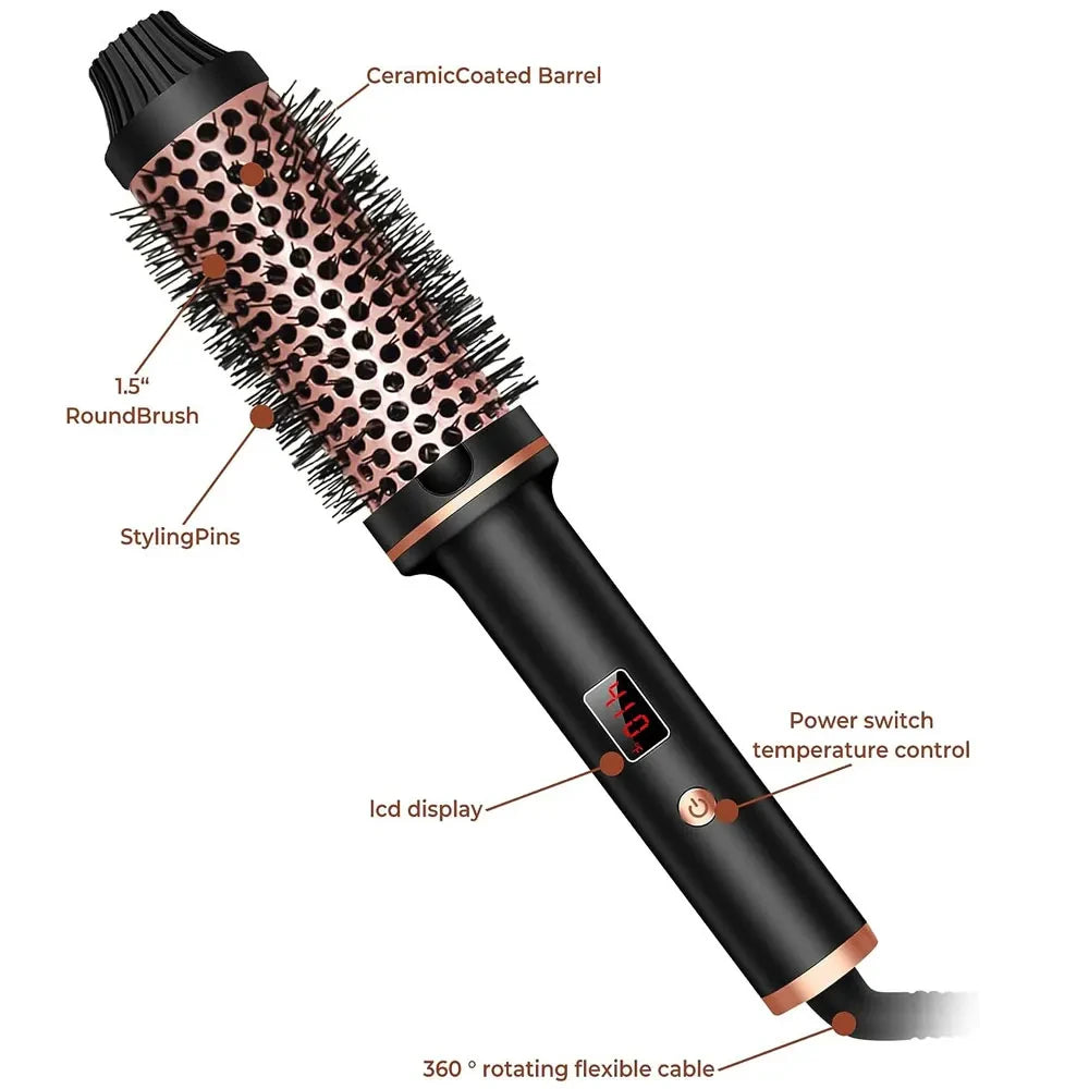 Wavytalk Blowout Boost Ionic Thermal Brush 1 1/2 Inch with LED Display, 300℉-420℉ for Different Hair Types, 120-240V Universal Voltage