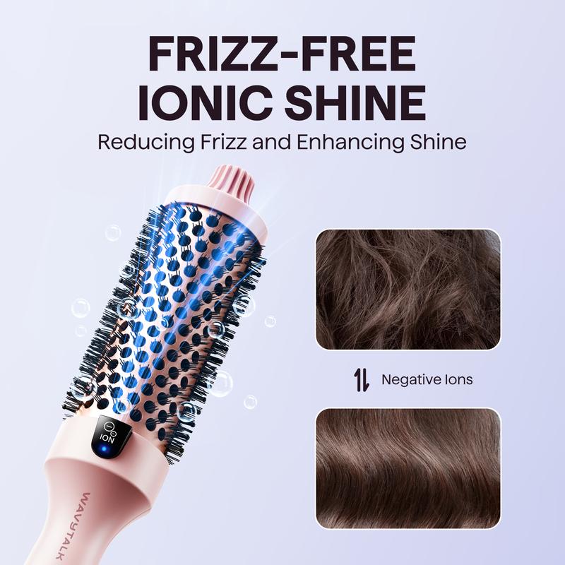 Wavytalk Blowout Boost Ionic Thermal Brush 1 1/2 Inch with LED Display, 300℉-420℉ for Different Hair Types, 120-240V Universal Voltage