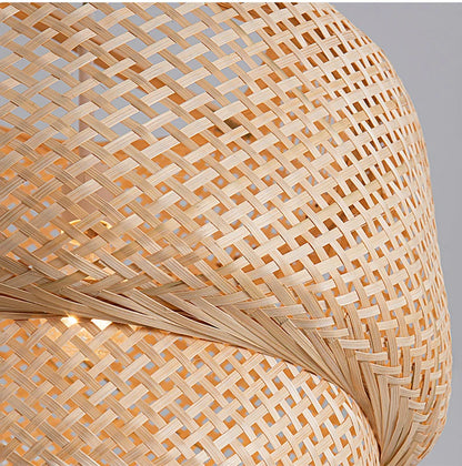 Hand-Knitted Chinese Bamboo Pendant Lamp – Elegant Weaving Chandelier for Home & Restaurant
