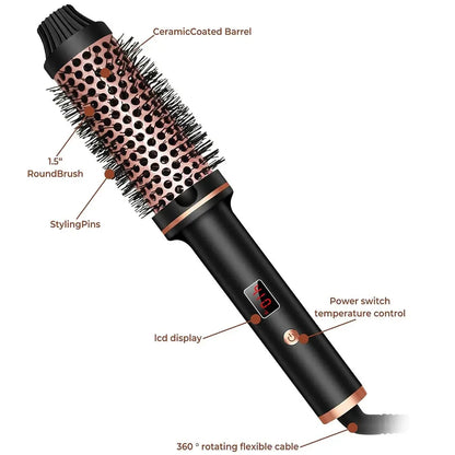 Wavytalk Blowout Boost Ionic Thermal Brush 1 1/2 Inch with LED Display, 300℉-420℉ for Different Hair Types, 120-240V Universal Voltage