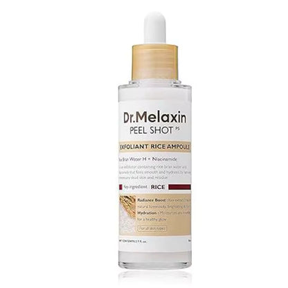 [Dr.Melaxin Official] Peel Shot Glow Rice Ampoule Duo - Serums for Brightening, Exfoliating, and Moisturizing - Suitable for All Skin Types