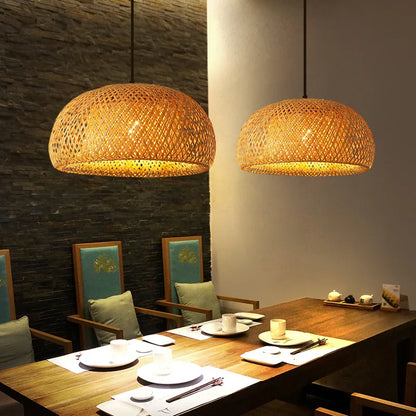 Hand-Knitted Chinese Bamboo Pendant Lamp – Elegant Weaving Chandelier for Home & Restaurant